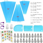 Reusable Piping Bags and Tips Set - Silicone Pastry Bags 3X (12’’+14’’+16’’) with Icing & Frosting Tips for Cake Decorating, Cupcakes, Cookies, Deviled Eggs, and Baking Accessories, Baking Tools Kit
