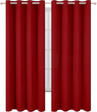 Red Curtains 52 x 84 Inch Long/Blackout Curtains Set of 2 Panels/Room Darkening - Image 2