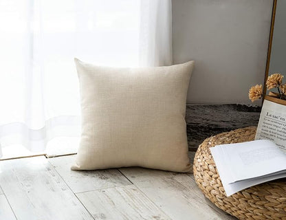 Stellhome Burlap Throw Pillow Covers Solid Farmhouse Linen Pillowcase - Image 5