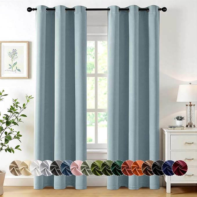 MIULEE Blackout Curtains for Bedroom 2 Panels 40 x 84 Inch Long Slate Blue | by MIULEE