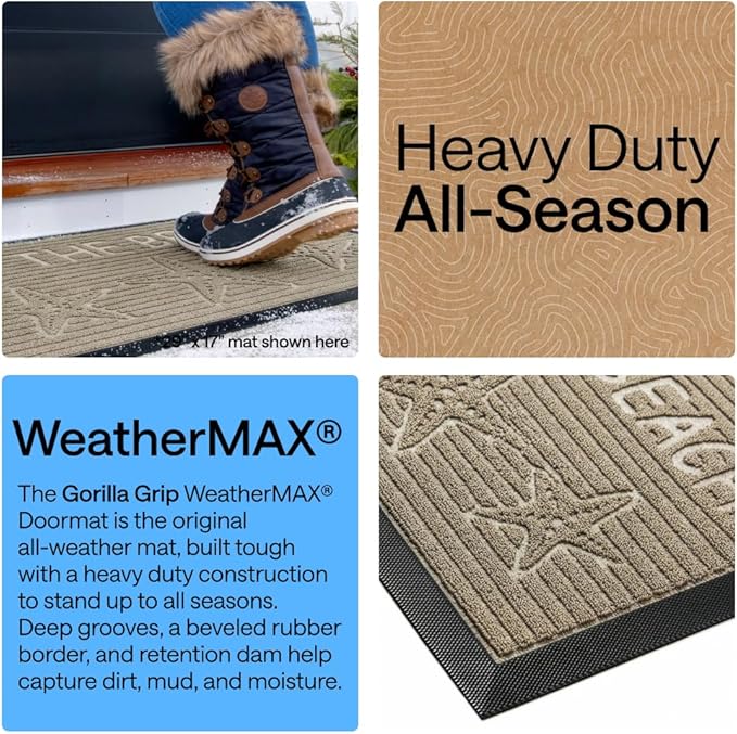 GORILLA GRIP 100% Waterproof All-Season WeatherMAX Doormat 35x23, US Designed - Image 3