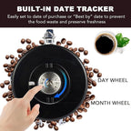 ShanSon Coffee Canister Airtight Coffee Container Stainless Steel Coffee Bean Storage Container with Scoop Coffee Canister for Beans Grounds Sugar Flour Tea Cereal,16OZ, Black