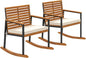 Outsunny Outdoor Rocking Chair Set of 2, Acacia Wood Outdoor Rockers by Outsunny