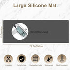 78.7"x15.7"(200cmx40cm) Large Silicone Mats for Countertop, Heat Resistant Mat, Waterproof Nonslip Silicone Kitchen Counter Mat, Nonstick Table Placemat, Multipurpose Mat, Dark Gray