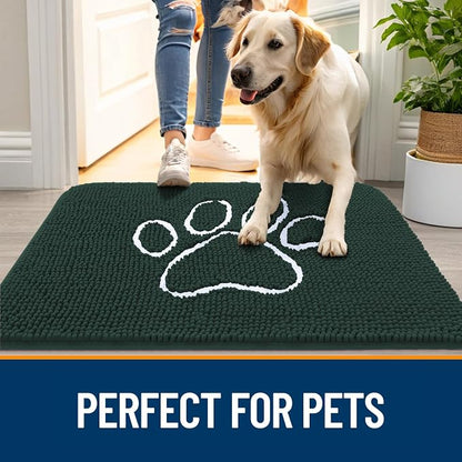 OLANLY Dog Door Mat for Muddy Paws 40x32, Paw Print Design Chenille Mud Mat | - Image 6