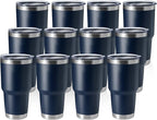 HASLE OUTFITTERS 30oz Stainless Steel Tumbler, Double Wall Vacuum Insulated Travel Mug Tumbler, Durable Insulated Coffee Mug, Gift Box Set (Navy, 12)
