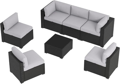Aoxun 7 Piece Patio Furniture Set, Wicker Rattan Patio Sectional Sofa, Outdoor - Image 8
