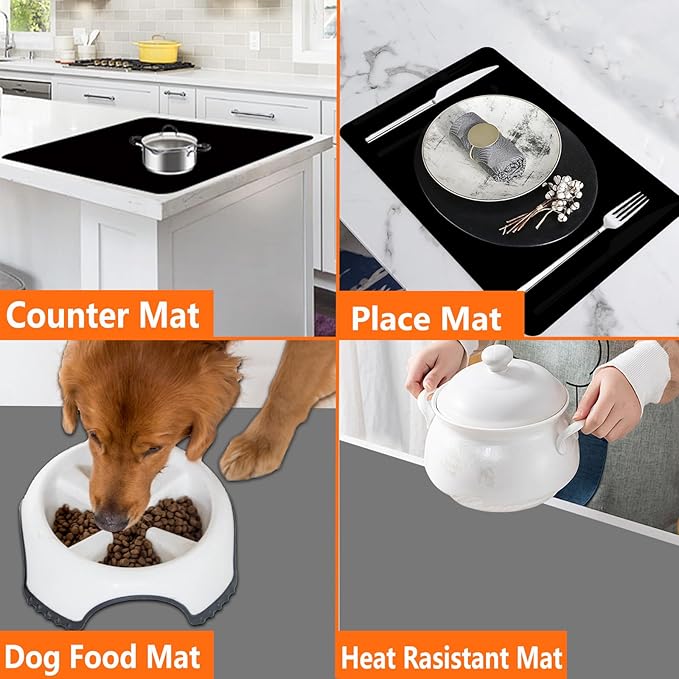 120" x24''(305cmx60cm) Extra Large Silicone Mat for Kitchen Counter, Heat Resistant Countertop Protector, Non-Slip Waterproof Kitchen Island Mat, Easy to Clean, Semitransparent