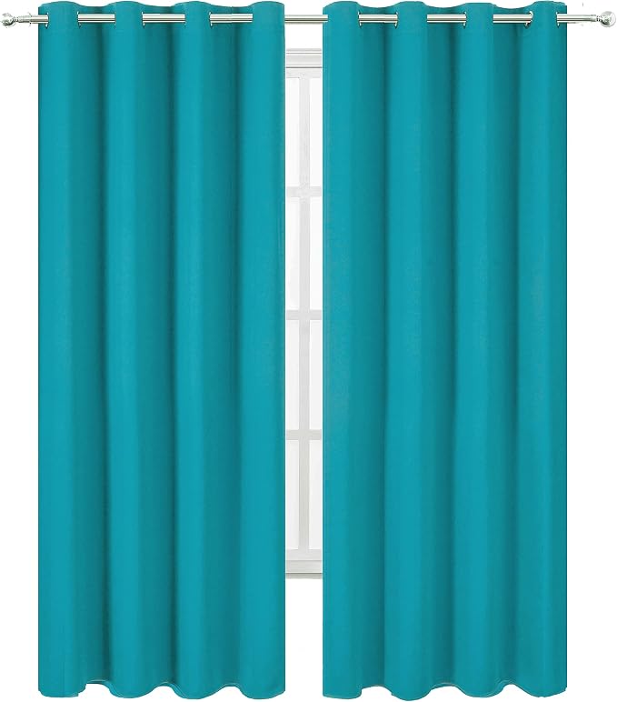 Teal Blackout Curtains/52 x 108 Inch/Set of 2 Panels Room Darkening Thermal - Image 2