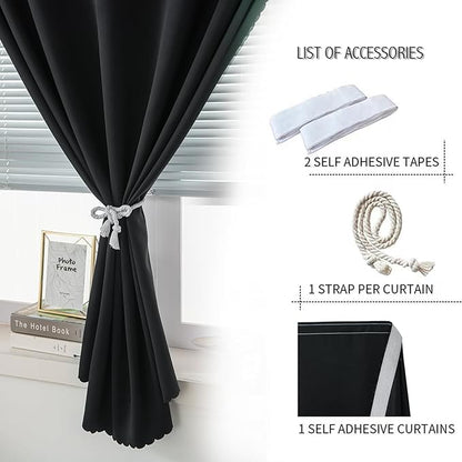 Adhesive Blackout Curtains- Self Stick Shades Window Blinds Curtains No Rod - Image 2