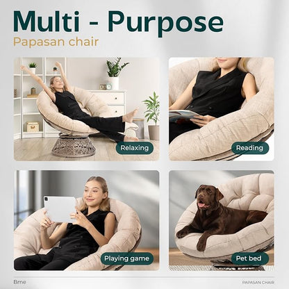Bme 40" Ergonomic Wicker Papasan Chair - Image 7