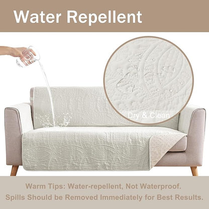 Large Ivory Recliner Chair Covers, Quilted Décor Water-Repellent Lazy Boy Chair - Image 6