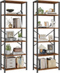 Furologee 6 Tier Book Shelf Set of 2, Tall Wide Bookshelf, Industrial Open by Furologee