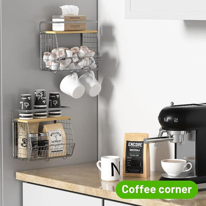 Magnetic Shelf for Fridge with Wood Lid, Fruit Potato and Onion Storage Bins - Image 3