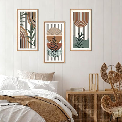 IARTTOP Boho Wood Wall Art Framed 8x16 Inch Set of 3 Mid-century Modern - Image 2