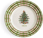 Spode Annual 2025 Collector Plate - Red & Green Plaid Border, Holiday Accent for Appetizers, Desserts & Display - 8 Inch Porcelain Plate, Microwave, Oven, Dishwasher & Freezer Safe
