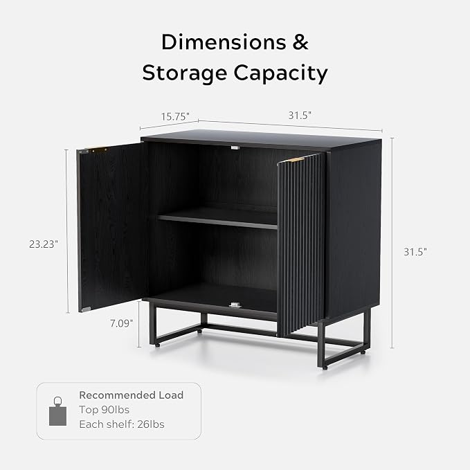 EYYTHUNG Fluted Cabinet with Storage Set of 3, Sideboard Buffet Cabinet with - Image 3