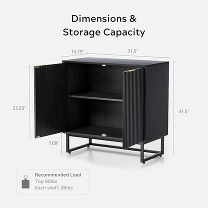 EYYTHUNG Fluted Cabinets with Storage Set of 2, Sideboard Buffet Cabinet with - Image 3