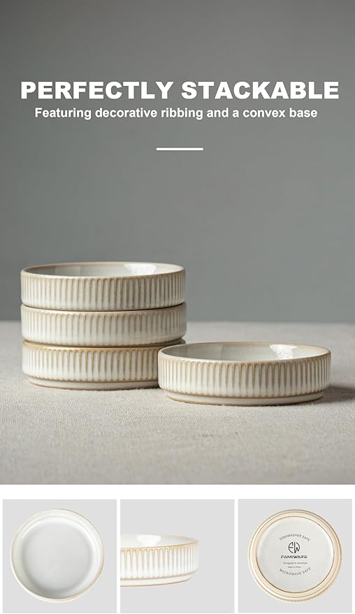 famiware Star Soy Sauce Dish Ceramic Dipping Bowls Set of 6, 4 oz Individual Dip Sauce Cups/Bowls/Dishes/Plates, Small Serving Bowl for Side Dishes, Dessert, Ice Cream, Condiments - Cappuccino White