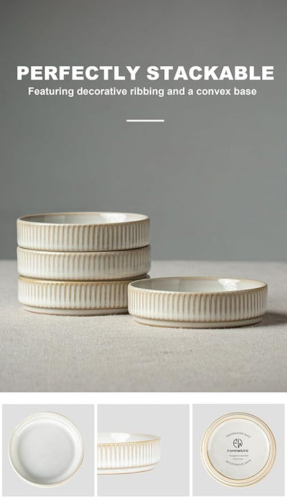 famiware Star Soy Sauce Dish Ceramic Dipping Bowls Set of 6, 4 oz Individual Dip Sauce Cups/Bowls/Dishes/Plates, Small Serving Bowl for Side Dishes, Dessert, Ice Cream, Condiments - Cappuccino White