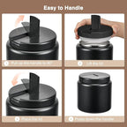 Coffee Canister, Premium Large Stainless Steel Insulated Vacuum Coffee Bean Storage Container Travel Jar, Kitchen Food Airtight Coffee Grounds Container for Tea, Sugar, Flour (26oz-Black)