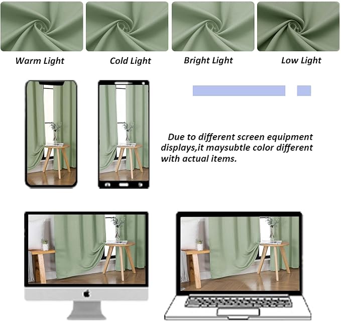 Simplebrand Ava Light Green Blackout Curtains - Image 8