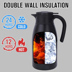 GiNT 1.9L / 64Oz Thermal Coffee Carafe, Insulated Stainless Steel Coffee Carafes for Keeping Hot/Double Walled Vacuum Thermal Carafe (Black)