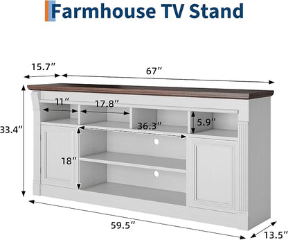 IDEALHOUSE Farmhouse TV Stand for TVs Up to 75", Entertainment Center - Image 2