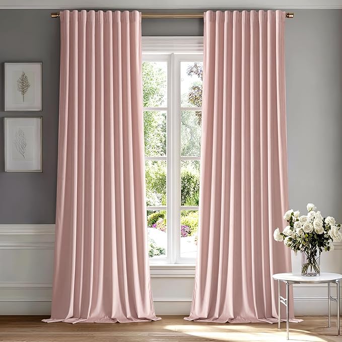 MIULEE Light Pink Velvet Curtains 52x96 inches Luxury Blackout Curtains | by MIULEE