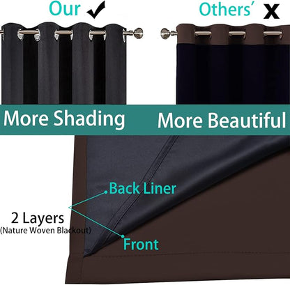 Yakamok Chocolate Brown Blackout Curtains 84 Inches Long 70" Wide, 2 Panels | - Image 5