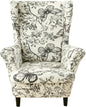 KRFOONN Velvet Wing Chair Slipcovers 2 Piece Stretch Printed Wingback Chair by KRFOONN