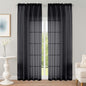 Black Sheer Curtain 90 Inches Long 2 Panels Set, Solid Filmy Drapes by OWENIE
