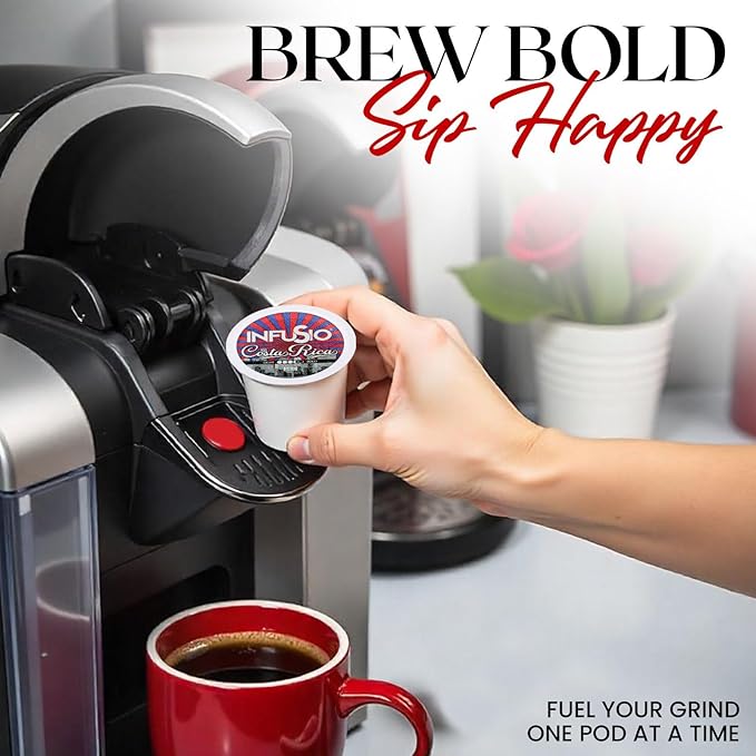 InfuSio Coffee Pods 96 Count Costa Rica Medium Roast Single serve Coffee pods for Keurig K Cups Brewers - InfuSio Premium Roasted Keurig 2.0 Compatible