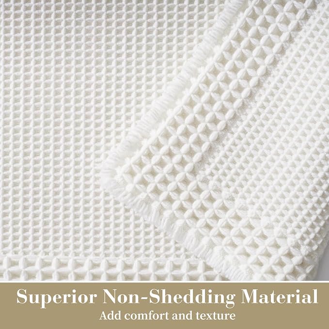 RESARE Waffle Bath Mat for Bathroom, Non Slip Bathroom Rugs 20"x32" White | - Image 2