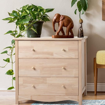 VINGLI Unfinished Solid Wood Dresser Color DIY, 3 Drawer Dresser, Natural by VINGLI