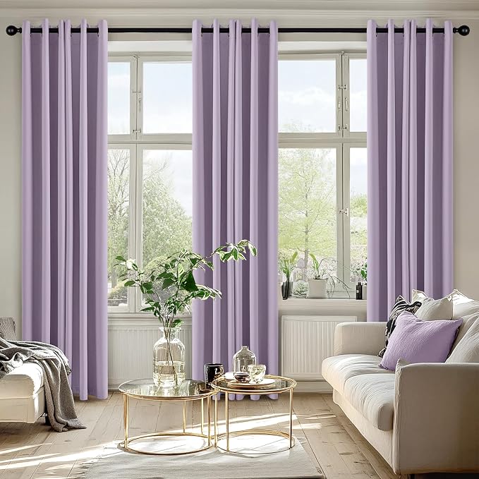 MIULEE Blackout Curtains for Bedroom 2 Panels 40 x 72 Inch Long Lilac | Thermal - Image 6