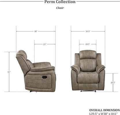 Lexicon Recliner Living Room Set, Home Theater Seating, Manual Polished - Image 2