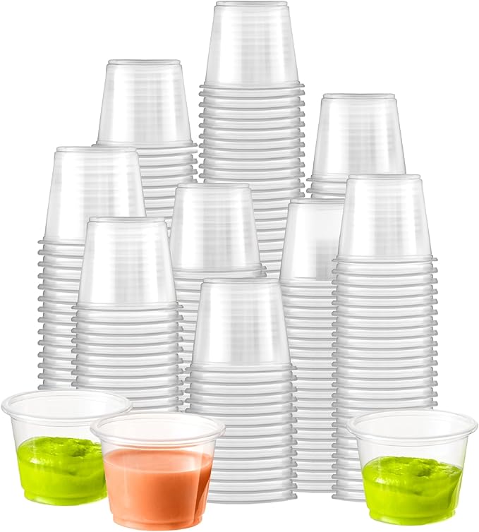 Fit Meal Prep 2500 Pack 1 oz BPA Free Condiment Cups No Lids, Disposable Jello Shots Containers, Small Dipping Sauce Cups, Plastic Ramekins in Bulk, Stackable Souffle Cups for Sample, Portioning