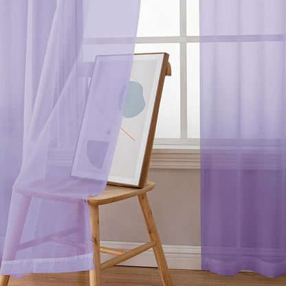Simplebrand Lavender Sheer Curtains 72 Inches Long 2 Panels - Image 3