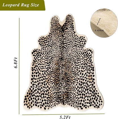 Leopard Print Rug, Cheetah Rugs 5.2x6.8ft Large Faux Cowhide Hide Skin Rug - Image 2