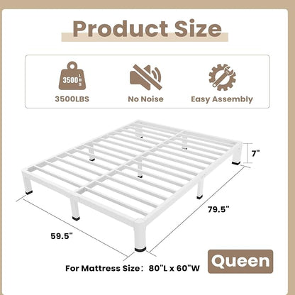ROIL 7 Inch White Queen Bed Frame - Image 2