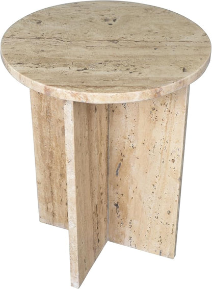 JONATHAN Y Javier Solid Travertine Marble End Table, 14-inch Round Modern - Image 6