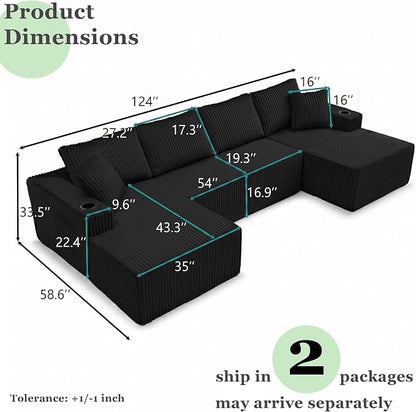 124" Oversized Sectional Couches - Image 2