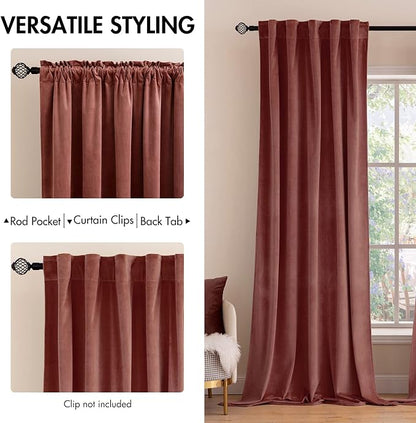 MIULEE Velvet Curtains 52x72 inches 2 Panels Dusty Rose Pink Curtains | Luxury - Image 2
