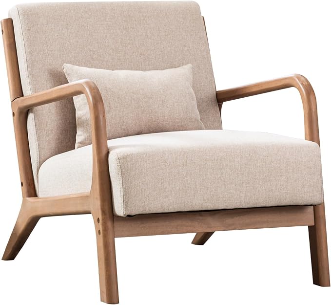 ANJ Mid Century Modern Accent Chairs Set of 2, Single Fabric Lounge Reading - Image 6