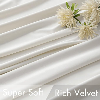 MIULEE White Velvet Curtains 52x96 inches Luxury Room Darkening Curtains | - Image 4