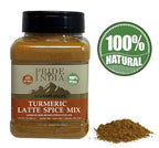 Pride of India - PACK of 6 - Turmeric Latte Spice Mix – Gourmet & Warm Tea Spice Blend – Healthy/Gluten-Free – Ideal for Lattes/Smoothies/Golden Milk – Easy to Store – 7 oz. Medium Dual Sifter Jar