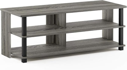 Furinno Sully 3-Tier Stand for TV Up to 48 Inch, French Oak Grey/Black by Furinno-FitsYourSpaceFitsYourBudget