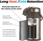 OJOJ 4L/133OZ Thermal Coffee Carafe with Pump, Thermal Beverage Dispenser, Coffee Airpot Stainless Steel Coffee Carafe for Hot Drinks Gold