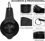 Stainless Steel Measuring Cups, Wildone Metal Measuring Cups Set with Easy to Read Markings for Measuring Dry or Liquid Ingredients, Set of 7 (Black)